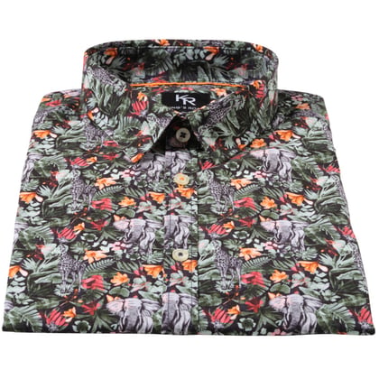 Koop Kings Road korte mouw ruimvallend jungle print overhemd Zwart voor slechts  € 44,95 bij Henk ter Horst herenmode
