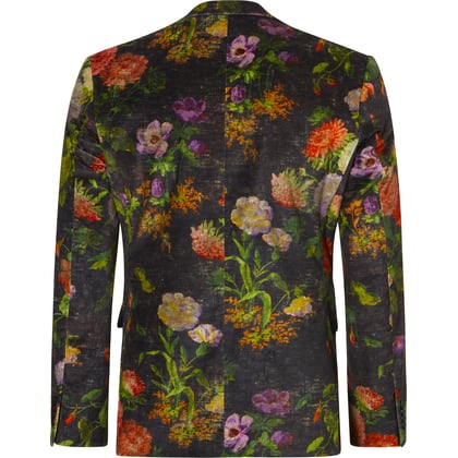 Colbert velvet bloemen katoenblend Henk ter Horst Zwart