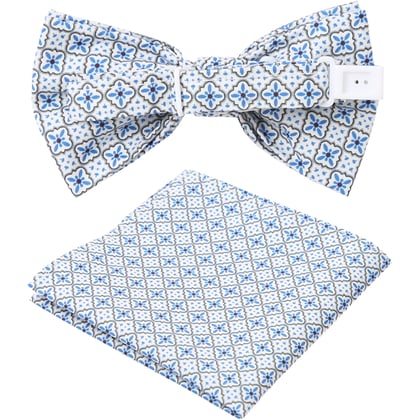 Henk ter Horst 100% katoenen vlinderstrik met ruitjes kleine bloemen print Blauw
