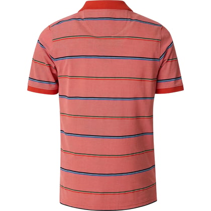 Redmond big men herenpolo met borstzak two tone en gekleurde strepen Zalm