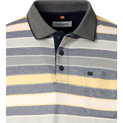 Redmond big men herenpolo met borstzak two tone gestreept Geel