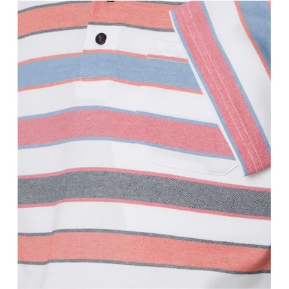 Redmond big men herenpolo met borstzak two tone gestreept Rood