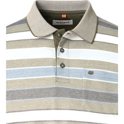 Redmond big men herenpolo met borstzak two tone gestreept Olijfgroen