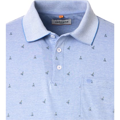 Redmond big men herenpolo met borstzak zeilbootjes two tone Blauw