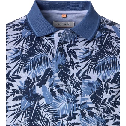 Redmond big men herenpolo met borstzak en bladeren Blauw