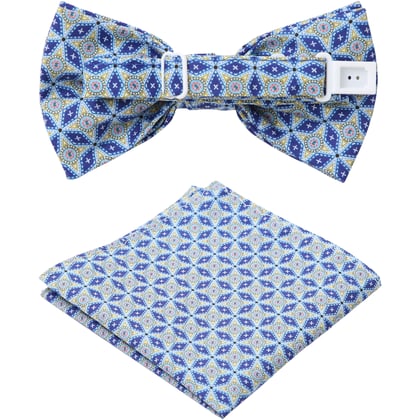 Henk ter Horst 100% katoenen vlinderstrik met grafische wiebertjes rondjes print Donkerblauw