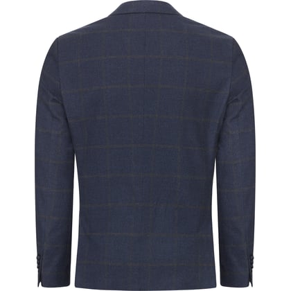 Colbert katoen gemeleerd geruit Weis Blauw
