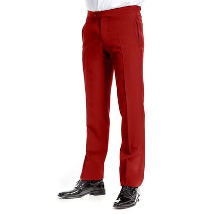 Koop Smokingpantalon rood, slim fit, micro kamgaren voor slechts  € 39,95 bij Henk ter Horst herenmode