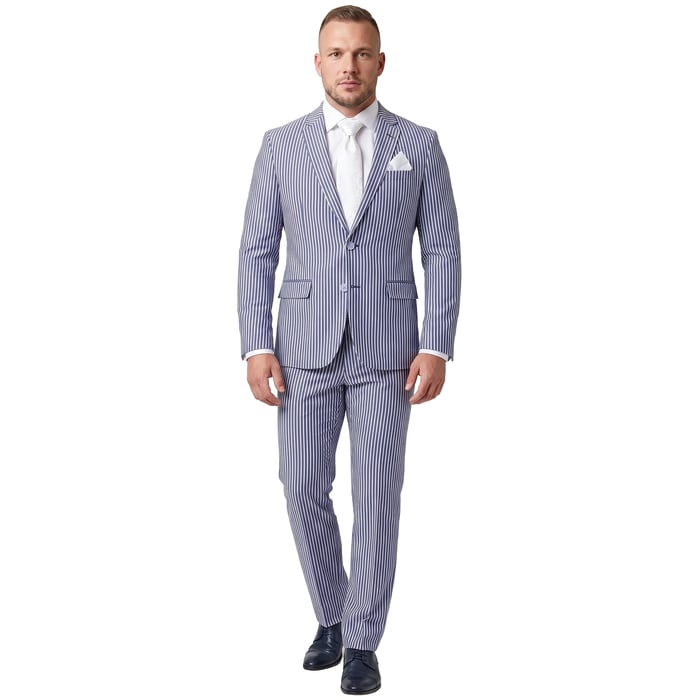 Koop Henk ter Horst 2-delig stretch streepkostuum Blauw voor slechts  € 279,95 bij Henk ter Horst herenmode