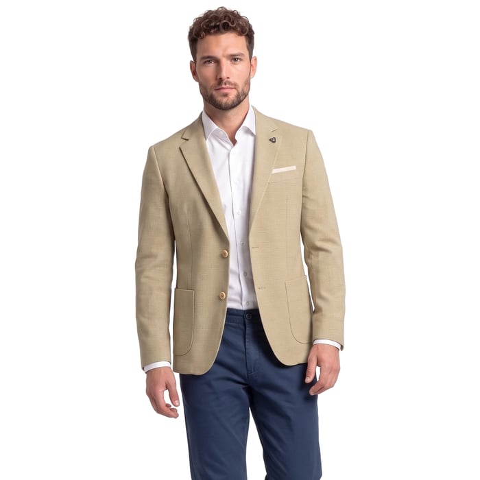 Koop Colbert gemeleerd halfgevoerd Henk ter Horst Beige voor slechts  € 151,96 bij Henk ter Horst herenmode