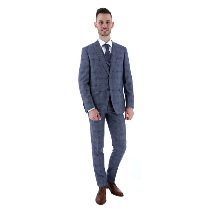 Koop Ruit slim fit ijs grijs 3-delig kostuum voor slechts  € 399,95 bij Henk ter Horst herenmode