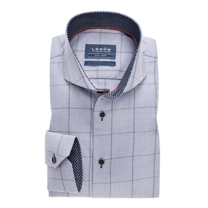 Koop Ledub slim fit geruit overhemd grijs voor slechts  € 80,96 bij Henk ter Horst herenmode