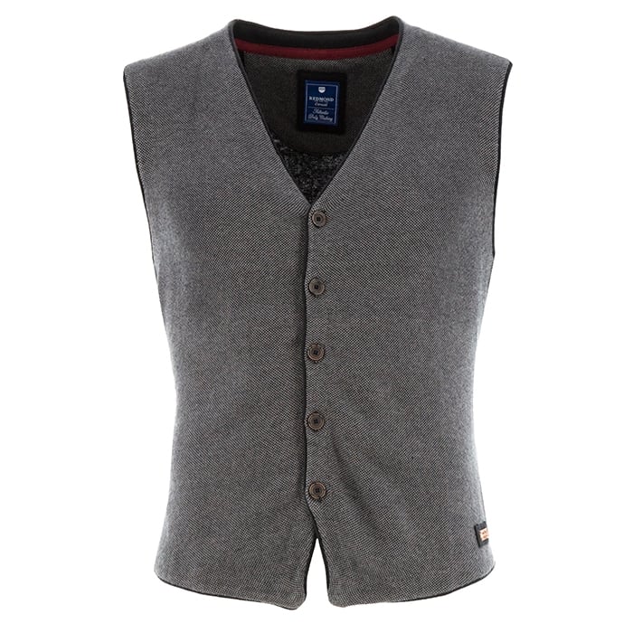 Koop Redmond mouwloze vest met knopen grijs voor slechts  € 16,00 bij Henk ter Horst herenmode