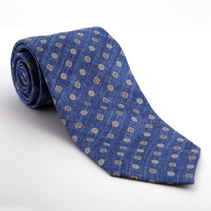 Koop Profuomo stropdas blauw camel gestipt voor slechts   bij Henk ter Horst herenmode