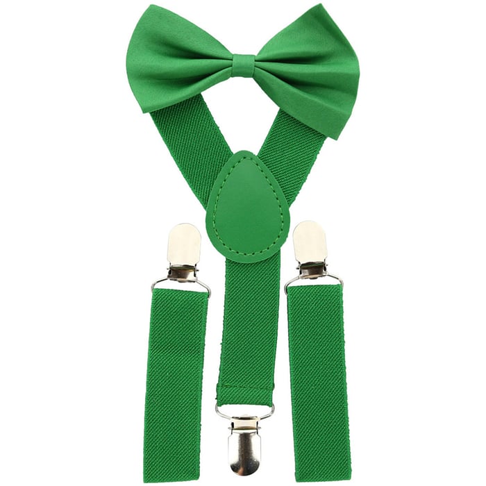 Koop Kinderbretelset met vlinderstrik uni-kleurige set groen voor slechts  € 19,95 bij Henk ter Horst herenmode