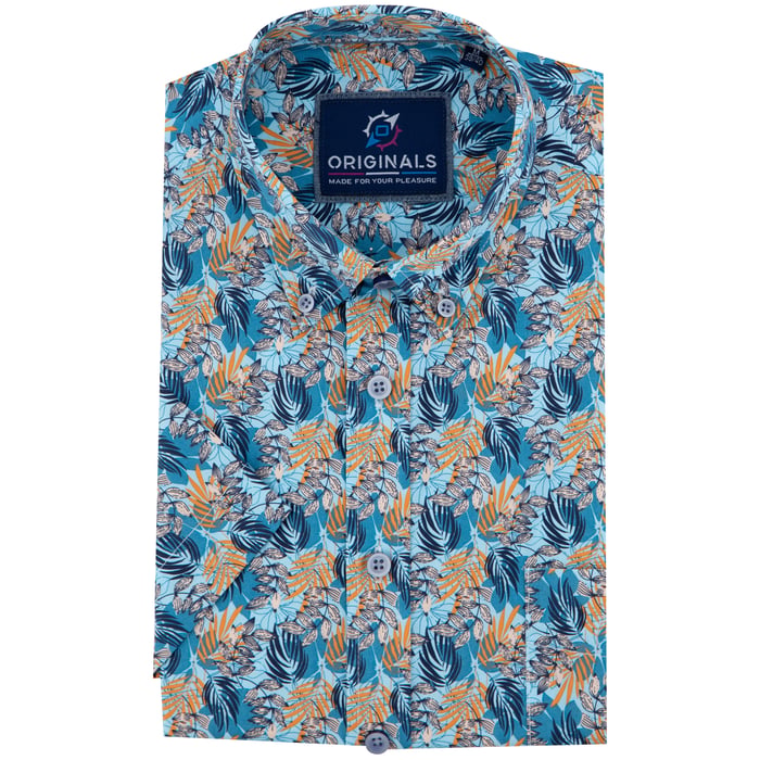 Koop GCM originals overhemd korte mouw diverse bladeren print Oranje voor slechts  € 39,95 bij Henk ter Horst herenmode