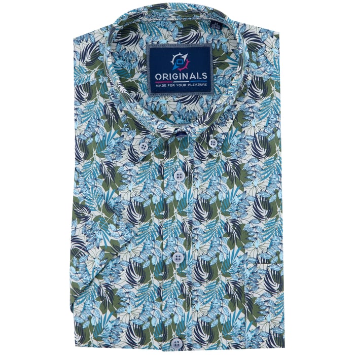 Koop GCM originals overhemd korte mouw diverse bladeren print Groen voor slechts  € 39,95 bij Henk ter Horst herenmode