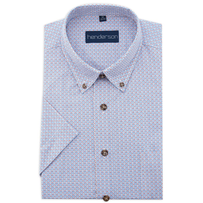 Koop GCM henderson overhemd korte mouw kruisjes print Steenrood voor slechts  € 39,95 bij Henk ter Horst herenmode