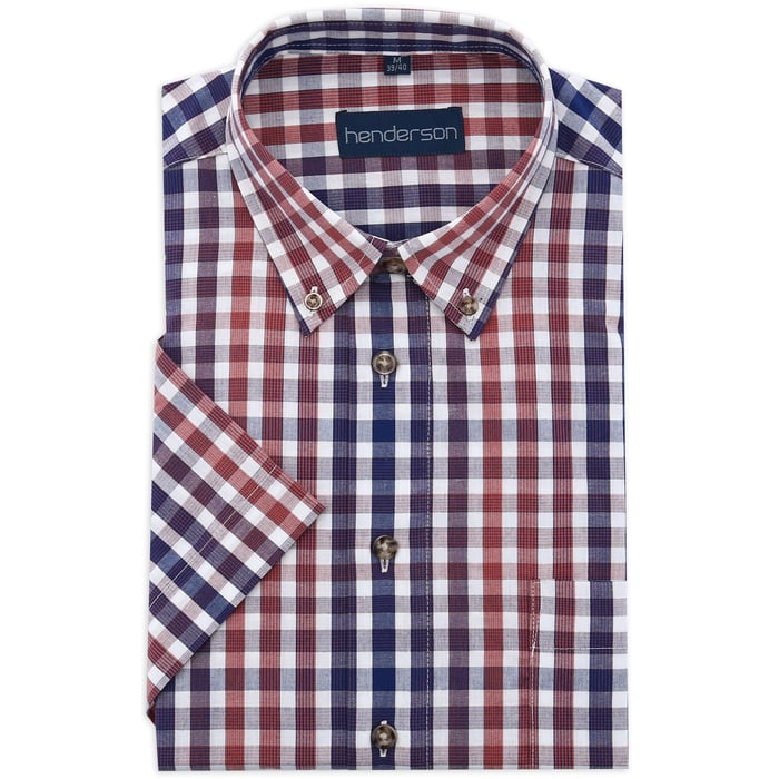 Koop GCM henderson overhemd korte mouw geruite print Steenrood voor slechts  € 29,95 bij Henk ter Horst herenmode