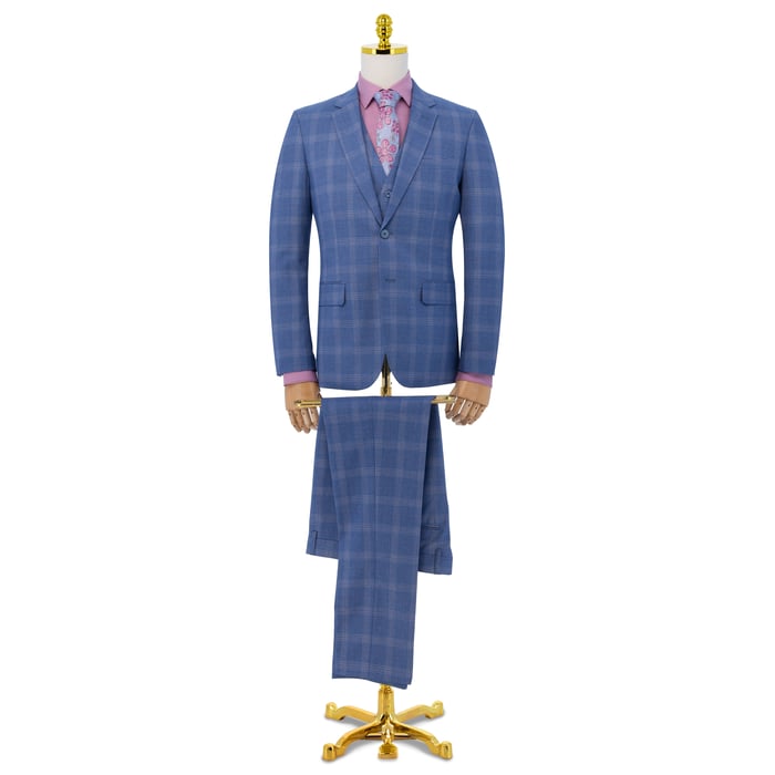Koop Henk ter Horst 3-delig heren ruitkostuum Blauw voor slechts  € 199,95 bij Henk ter Horst herenmode