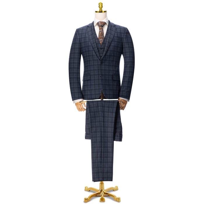 Koop Henk ter Horst 3-delig superstretch tricot ruitkostuum Blauw voor slechts  € 399,95 bij Henk ter Horst herenmode