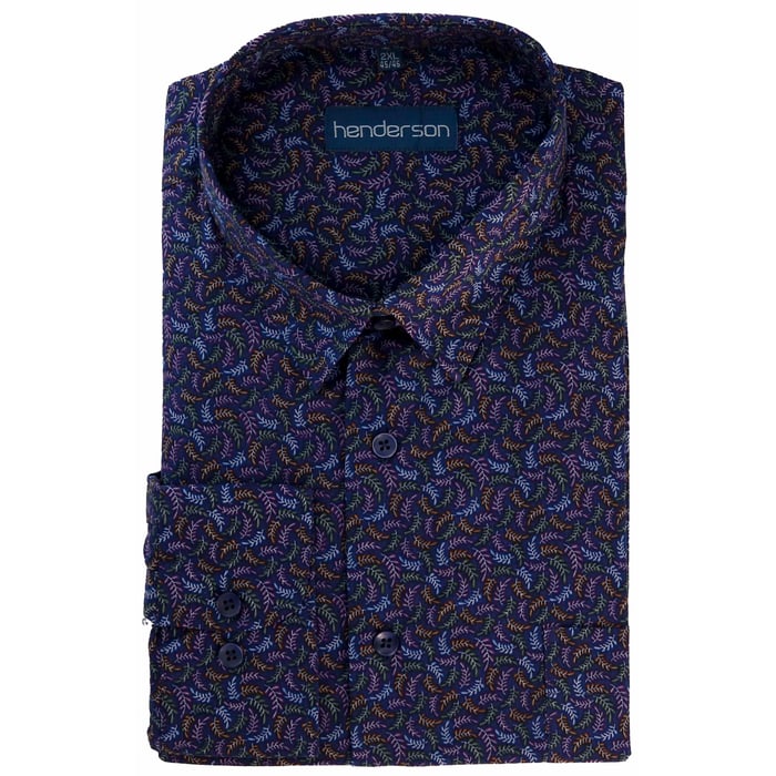 Koop Henderson print overhemd big men LM Donkerblauw voor slechts  € 32,95 bij Henk ter Horst herenmode