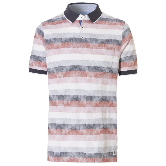 Koop Meantime polo gestreept print Steenrood voor slechts  € 39,95 bij Henk ter Horst herenmode
