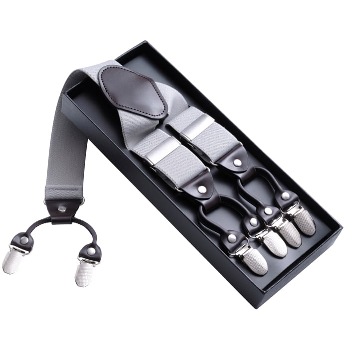 Koop Bretels dubbele clips unikleur Lichtgrijs voor slechts  € 24,95 bij Henk ter Horst herenmode
