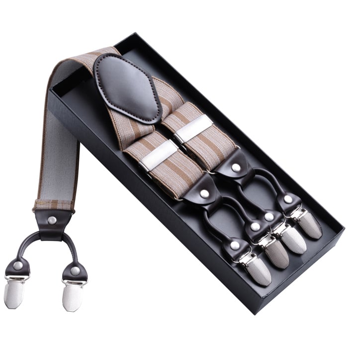 Koop Bretels gestreept. licht bruin, beige Camel voor slechts  € 24,95 bij Henk ter Horst herenmode