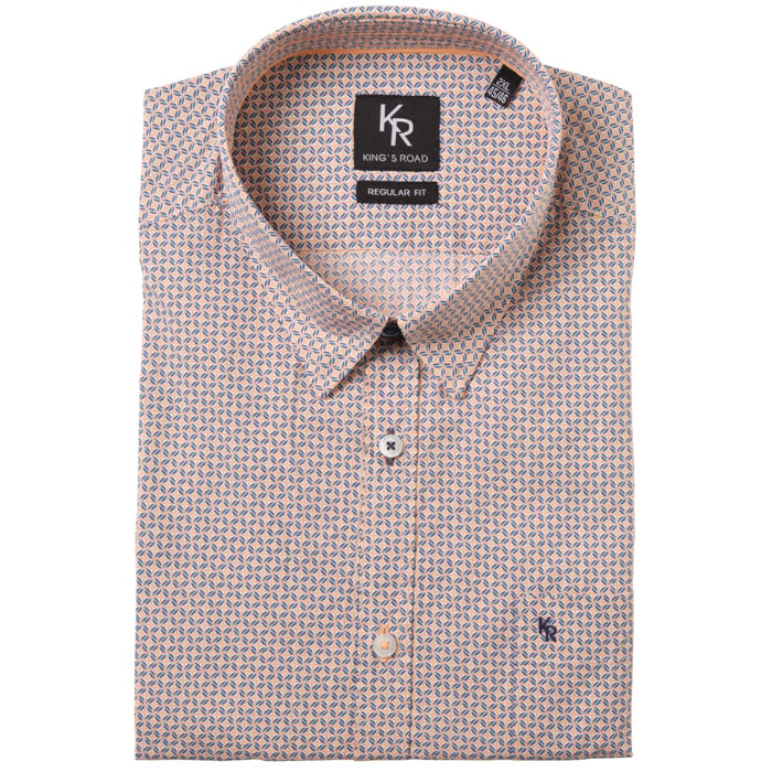 Koop Kings Road korte mouw ruimvallend bloemenprint overhemd Zalm voor slechts  € 34,95 bij Henk ter Horst herenmode