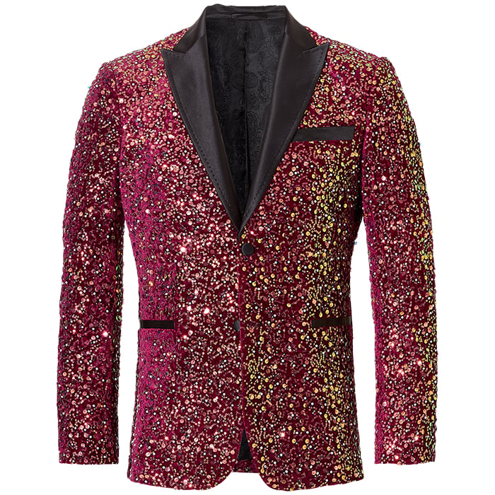 Koop Henk ter Horst Velours velvet fluweel parels iriserend glanzend glitter tuxedo jacket smokingcolbert met opgesneden revers Rood voor slechts  € 132,97 bij Henk ter Horst herenmode