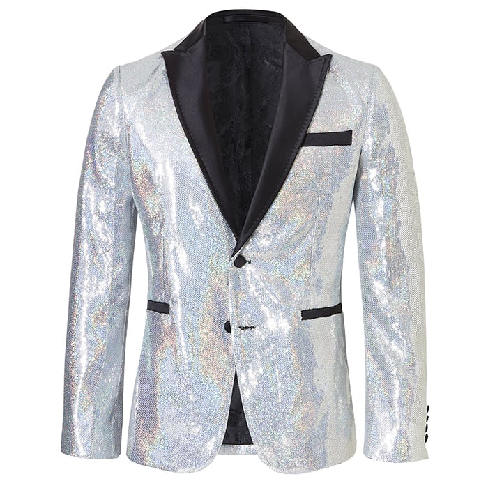 Koop Henk ter Horst Feestcolbert paillet iriserend glanzend glitter reflecterend tuxedo jacket discobaleffect smoking colbert met opgesneden revers Multi voor slechts  € 132,97 bij Henk ter Horst herenmode