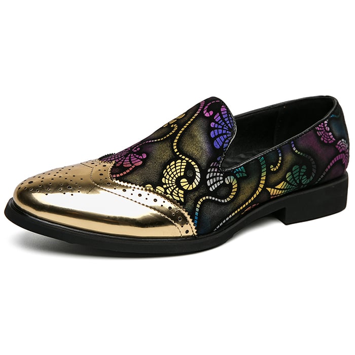 Koop Henk ter Horst loafer printschoenen lakschoenen met gouden neus, goud met Bruin voor slechts  € 39,95 bij Henk ter Horst herenmode
