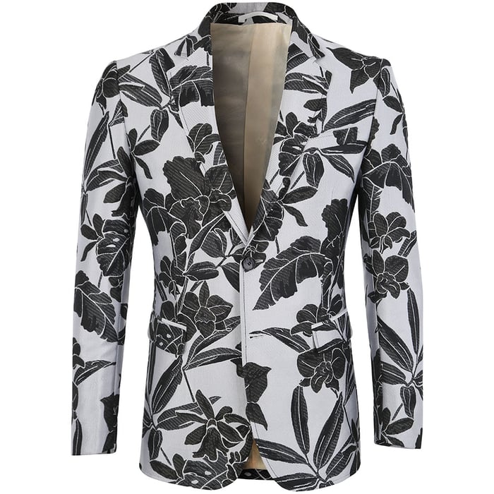 Koop Henk ter Horst slim-fit colbert met bloemendessin Lichtgrijs voor slechts  € 132,97 bij Henk ter Horst herenmode