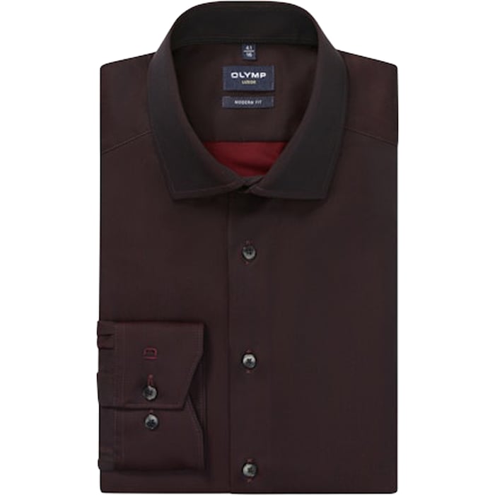 Koop Olymp Luxor modern fit katoen overhemd lange mouw Donkerrood voor slechts  € 79,95 bij Henk ter Horst herenmode