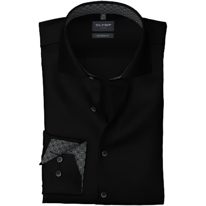 Koop Olymp Luxor modern fit katoen overhemd lange mouw Zwart voor slechts  € 79,95 bij Henk ter Horst herenmode