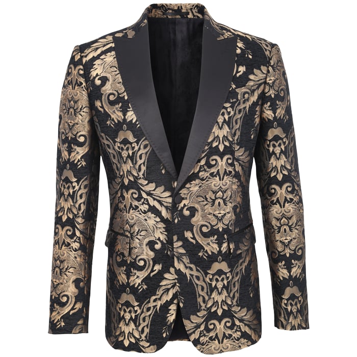 Koop Barok colbert medaillion zwart Henk ter Horst Zwart voor slechts  € 132,97 bij Henk ter Horst herenmode