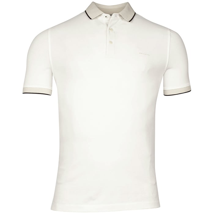 Koop Baileys piqué herenpolo korte mouw met contrastkraag en stretch Ivoor voor slechts  € 59,95 bij Henk ter Horst herenmode