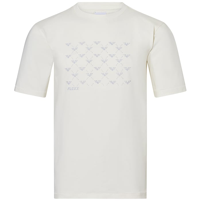 Koop Flexx t-shirt met reflectie opdruk ronde hals Ivoor voor slechts  € 44,95 bij Henk ter Horst herenmode