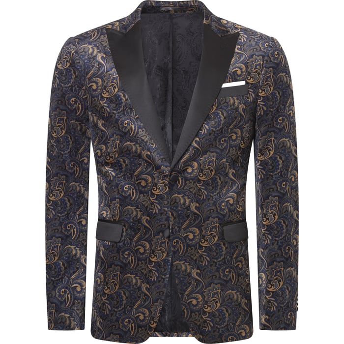 Koop Henk ter Horst Velours Velvet Fluweel colbert paisley print Blauw voor slechts  € 132,97 bij Henk ter Horst herenmode
