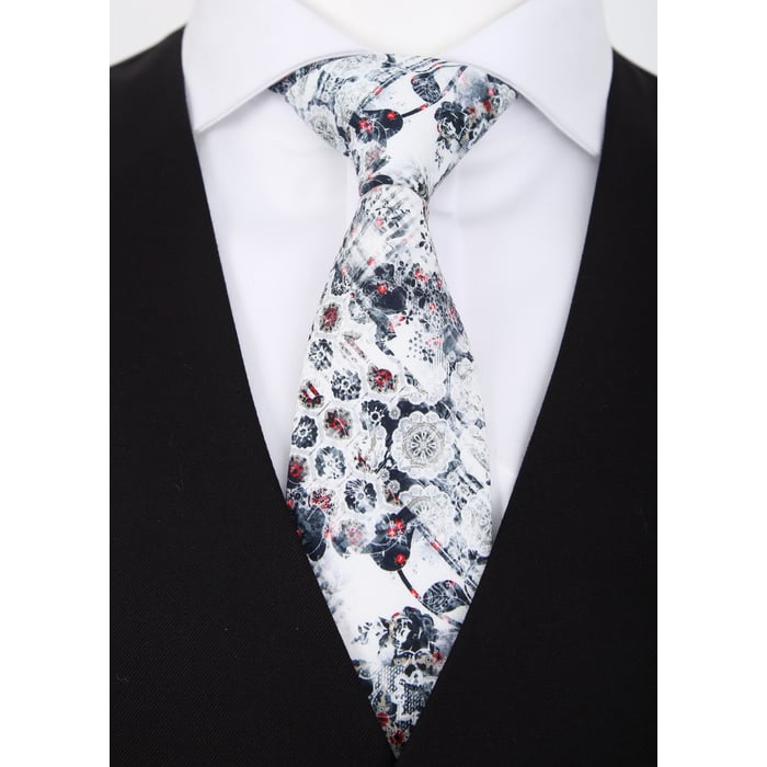 Koop Henk ter Horst 100% katoenen stropdas met grafische bloemen print Grijs voor slechts  € 39,95 bij Henk ter Horst herenmode