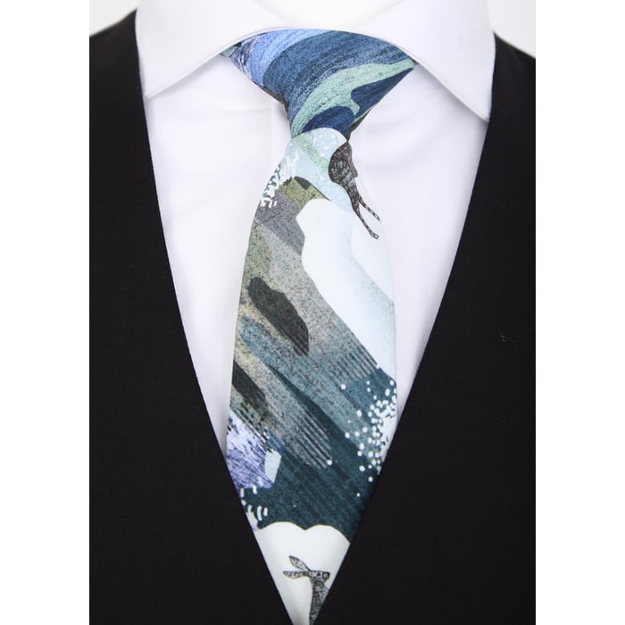 Koop Henk ter Horst 100% katoenen stropdas met hert beer print Blauw voor slechts  € 39,95 bij Henk ter Horst herenmode