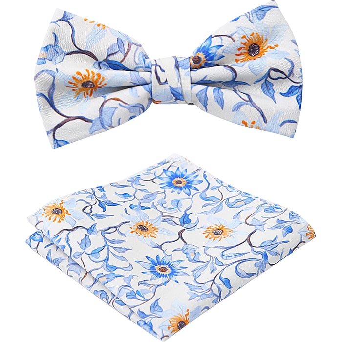 Koop Henk ter Horst 100% katoenen vlinderstrik met takken bladeren bloemen print Blauw voor slechts  € 39,95 bij Henk ter Horst herenmode
