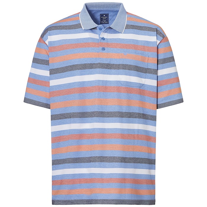 Koop Redmond Comfort Fit Big Man herenpolo gestreept Steenrood voor slechts  € 49,99 bij Henk ter Horst herenmode