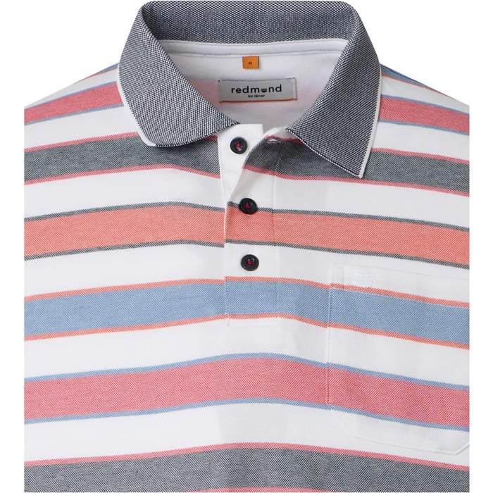 Koop Redmond big men herenpolo met borstzak two tone gestreept Rood voor slechts  € 49,99 bij Henk ter Horst herenmode