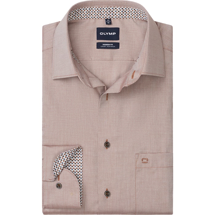 Koop 126224-Hemden Olymp nougat voor slechts  € 79,95 bij Henk ter Horst herenmode