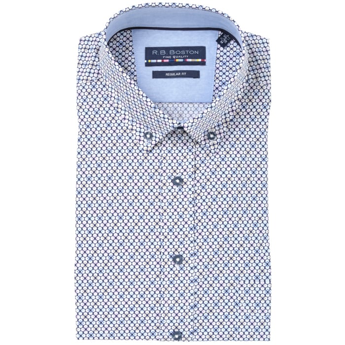 Koop R.B. Boston korte mouw gestipt overhemd Lila voor slechts  € 39,95 bij Henk ter Horst herenmode