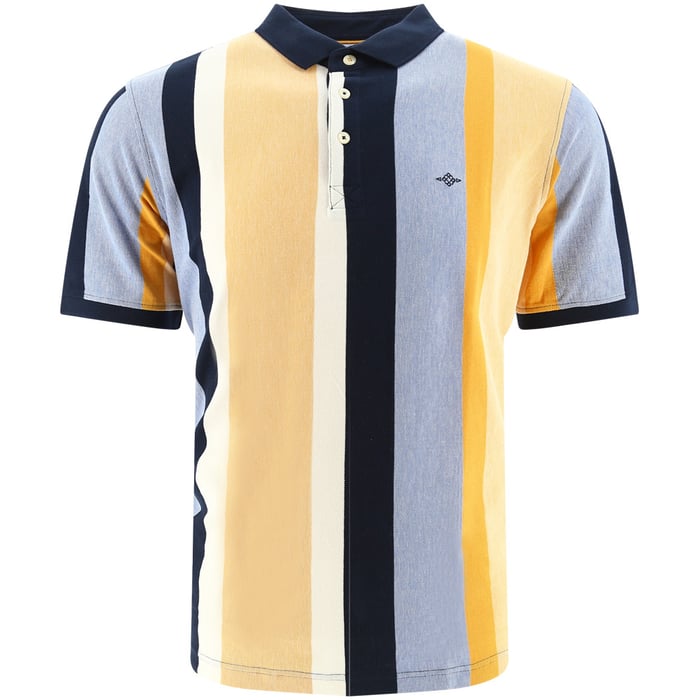 Koop Baileys katoenen heren polo shirt gestreept okergeel voor slechts   bij Henk ter Horst herenmode