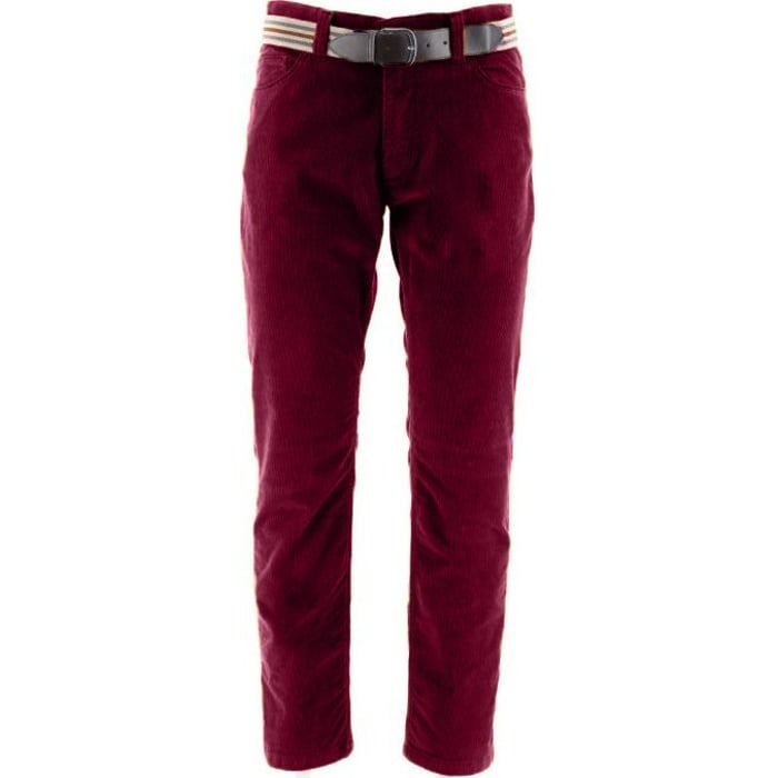 Koop Katoenen stretch corduroy broek bordeaux voor slechts  € 69,95 bij Henk ter Horst herenmode
