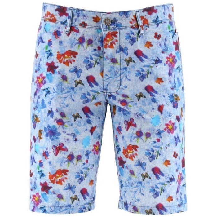 Koop Henk ter Horst chino bloemen print short blauw voor slechts   bij Henk ter Horst herenmode